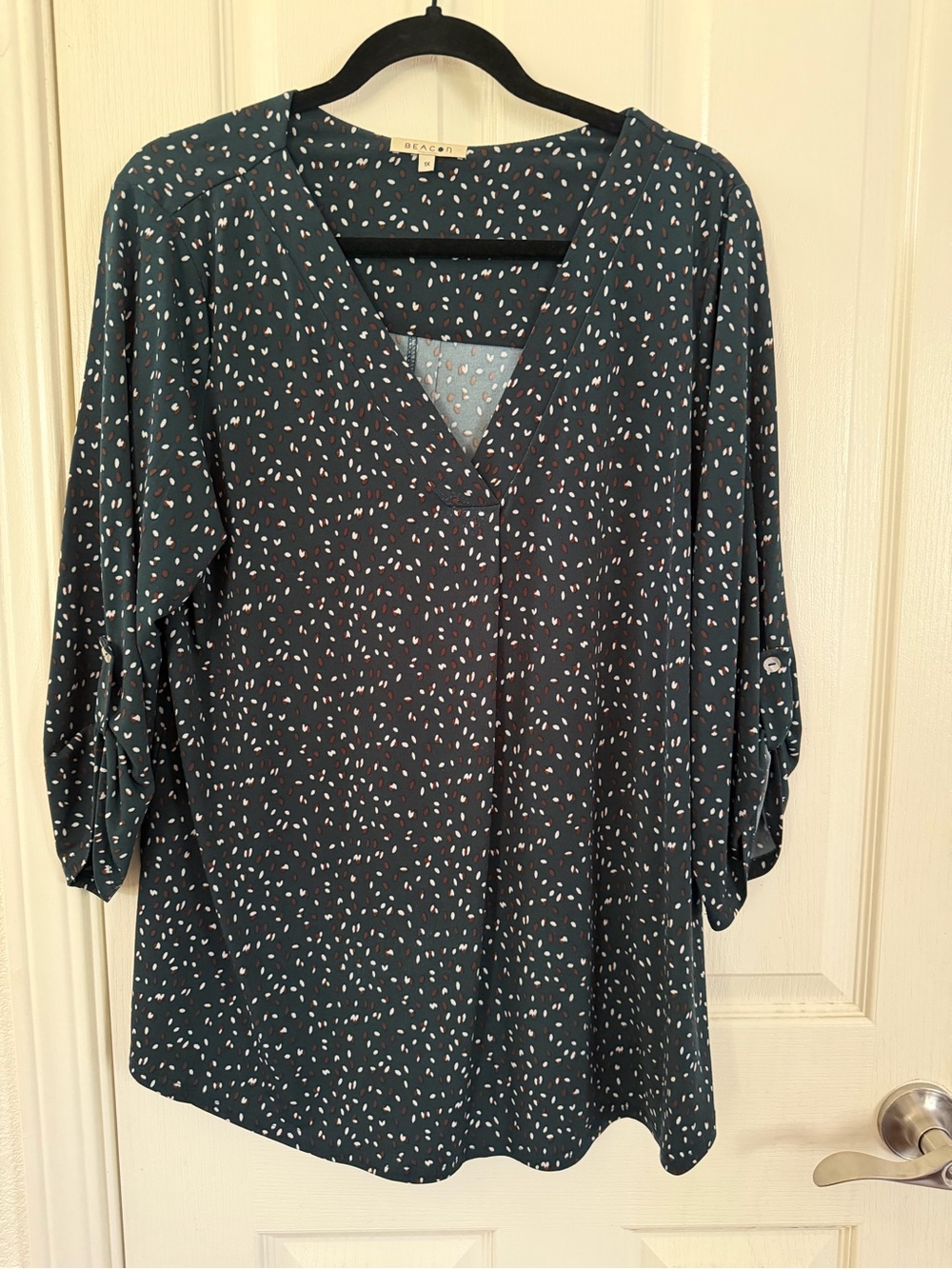 Beacon Green Printed V-Neck Blouse